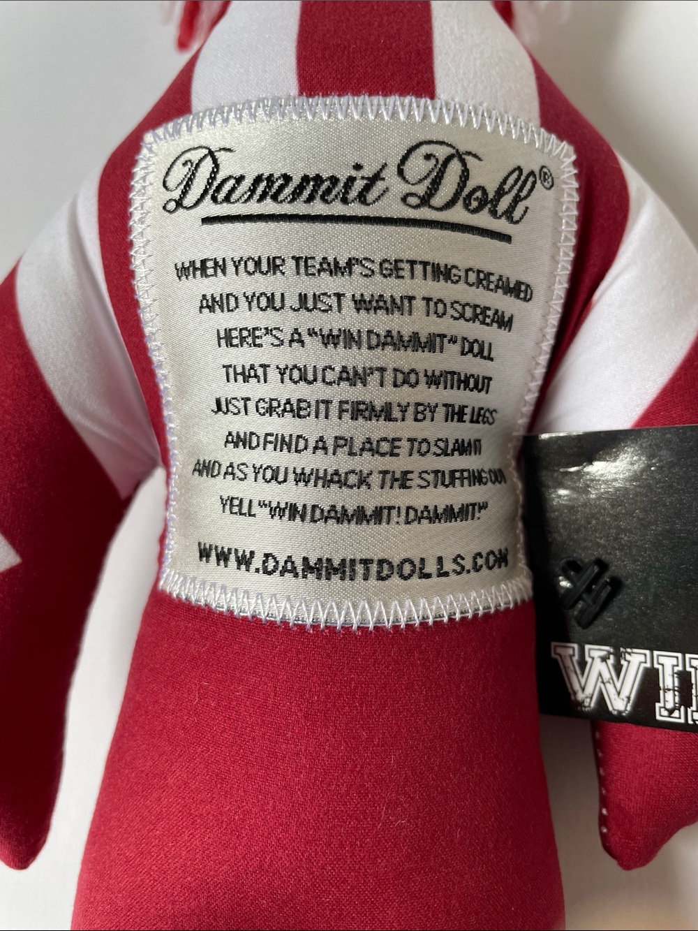 NIB Dammit Doll Red & White Striped Plush Stress Doll - Picture 4 of 4